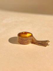 Bague Acier Inoxydable Chaînette Bohème Chic Ajustable Or jaune